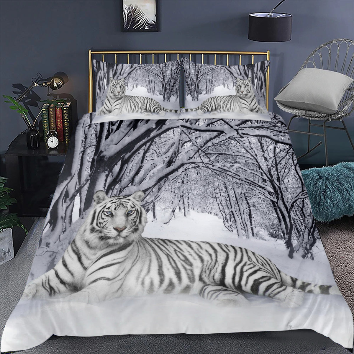 White Tiger Winter S1 All Over Printed Bedding Set S050907