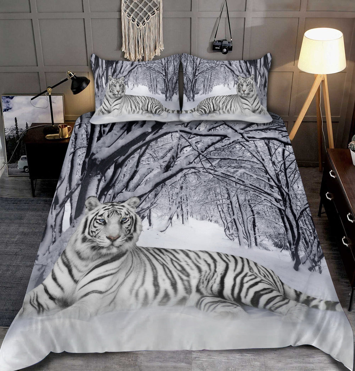 White Tiger Winter S1 All Over Printed Bedding Set S050907