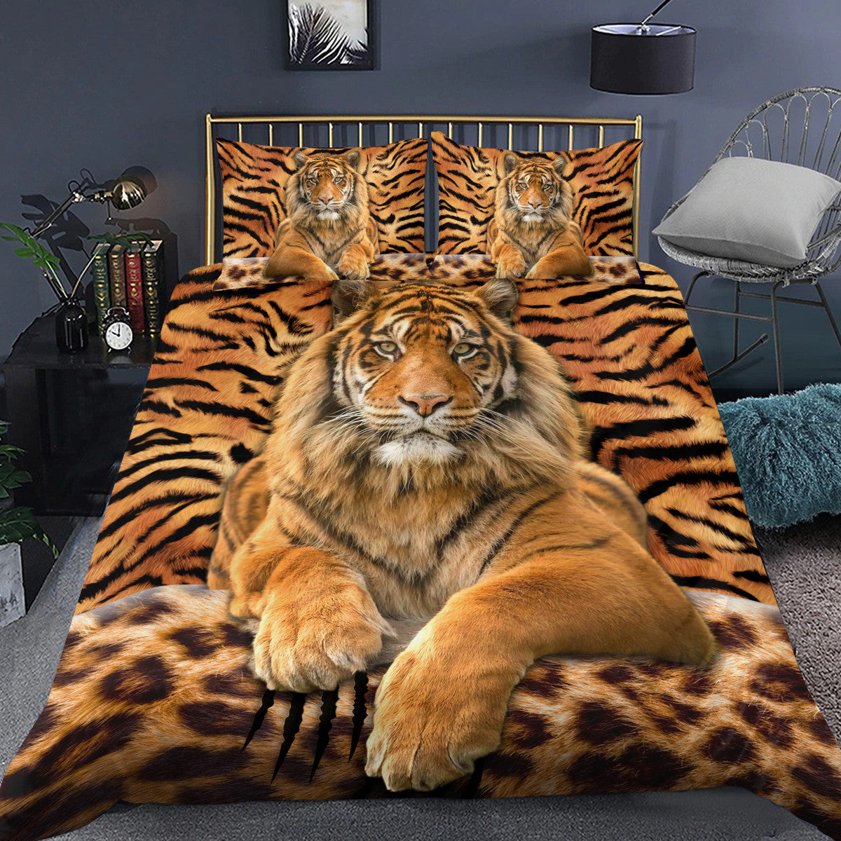 Cool Tiger Scratch All Over Printed Bedding Set Q130902