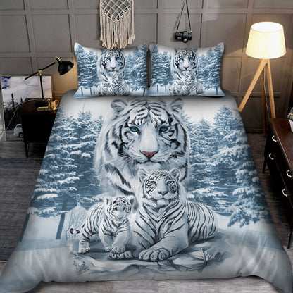 White Tiger Winter Art All Over Printed Bedding Set Q260909