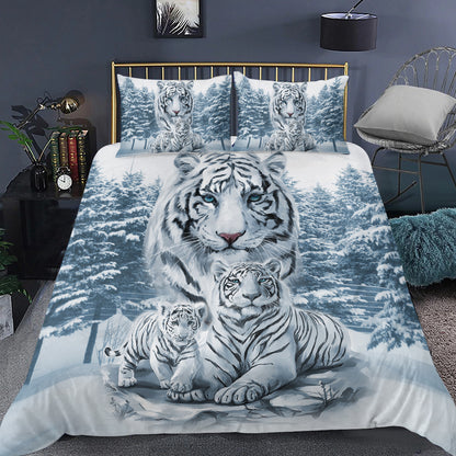 White Tiger Winter Art All Over Printed Bedding Set Q260909