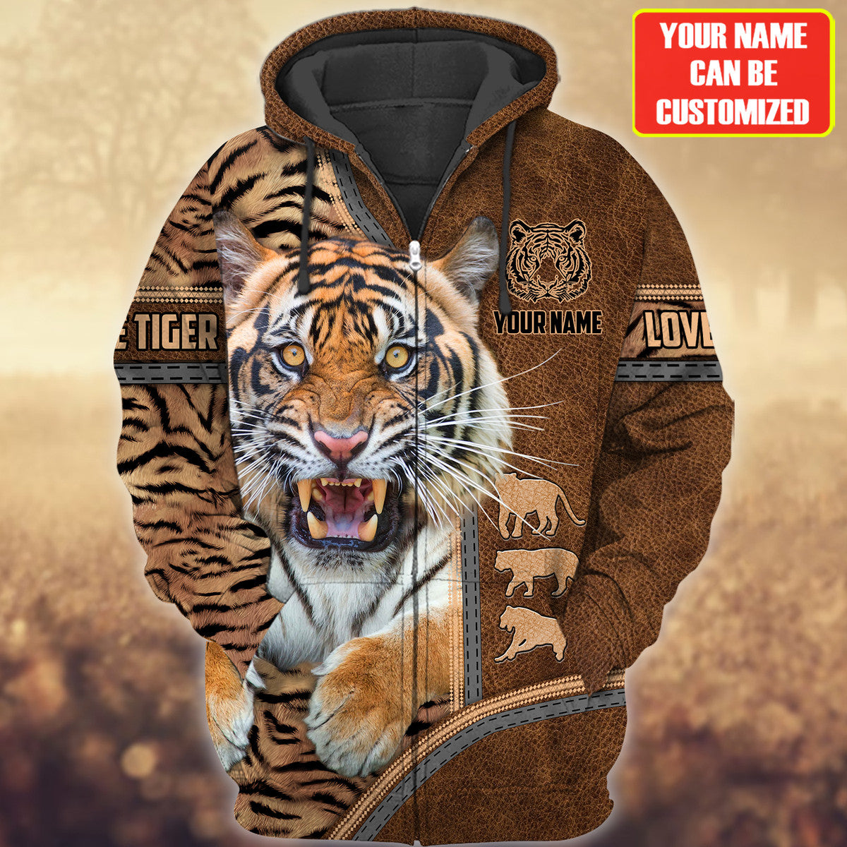 Personalized Name Cool Tiger Leather All Over Printed Unisex Shirt Q250903