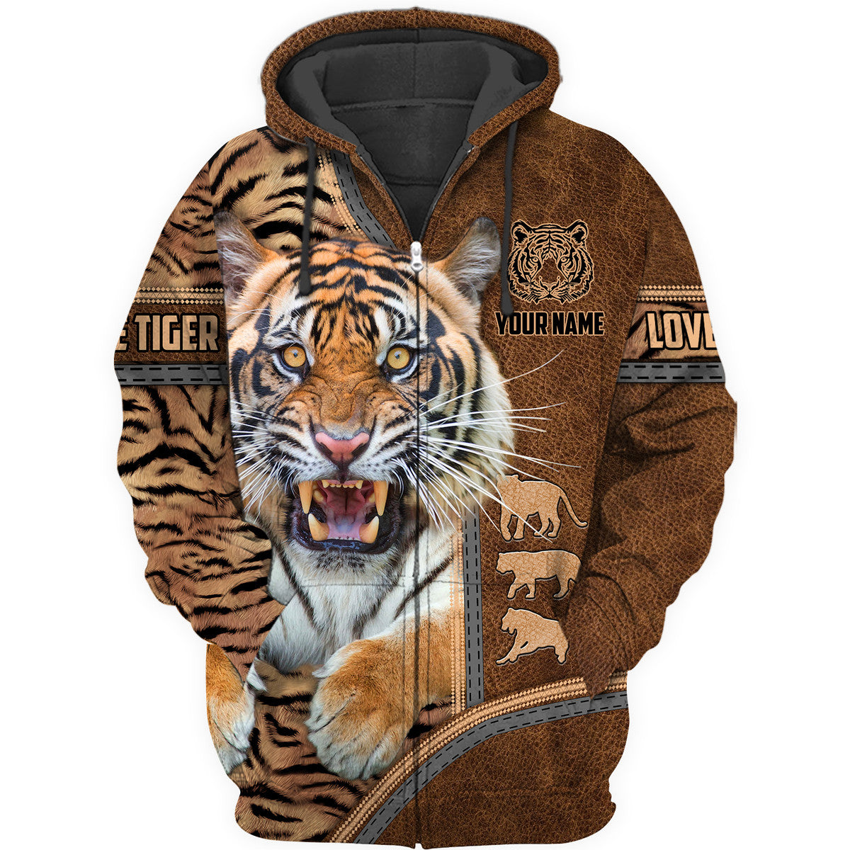 Personalized Name Cool Tiger Leather All Over Printed Unisex Shirt Q250903