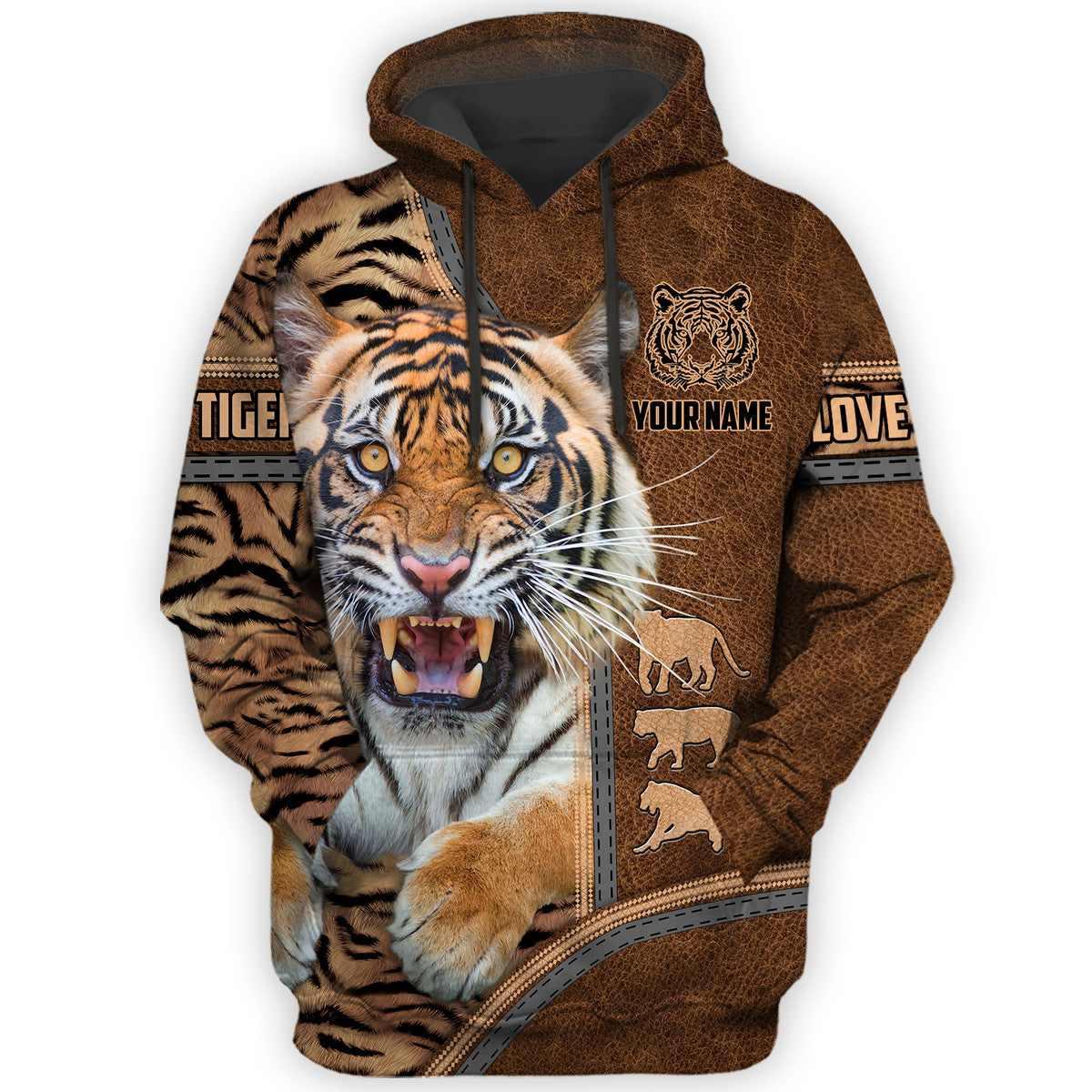 Personalized Name Cool Tiger Leather All Over Printed Unisex Shirt Q250903