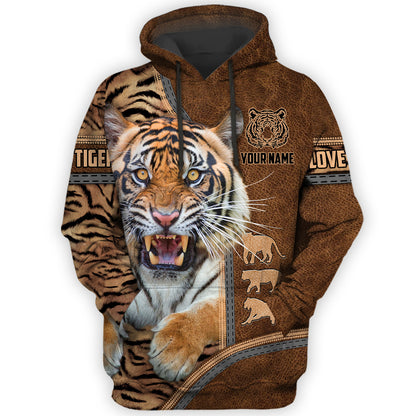 Personalized Name Cool Tiger Leather All Over Printed Unisex Shirt Q250903