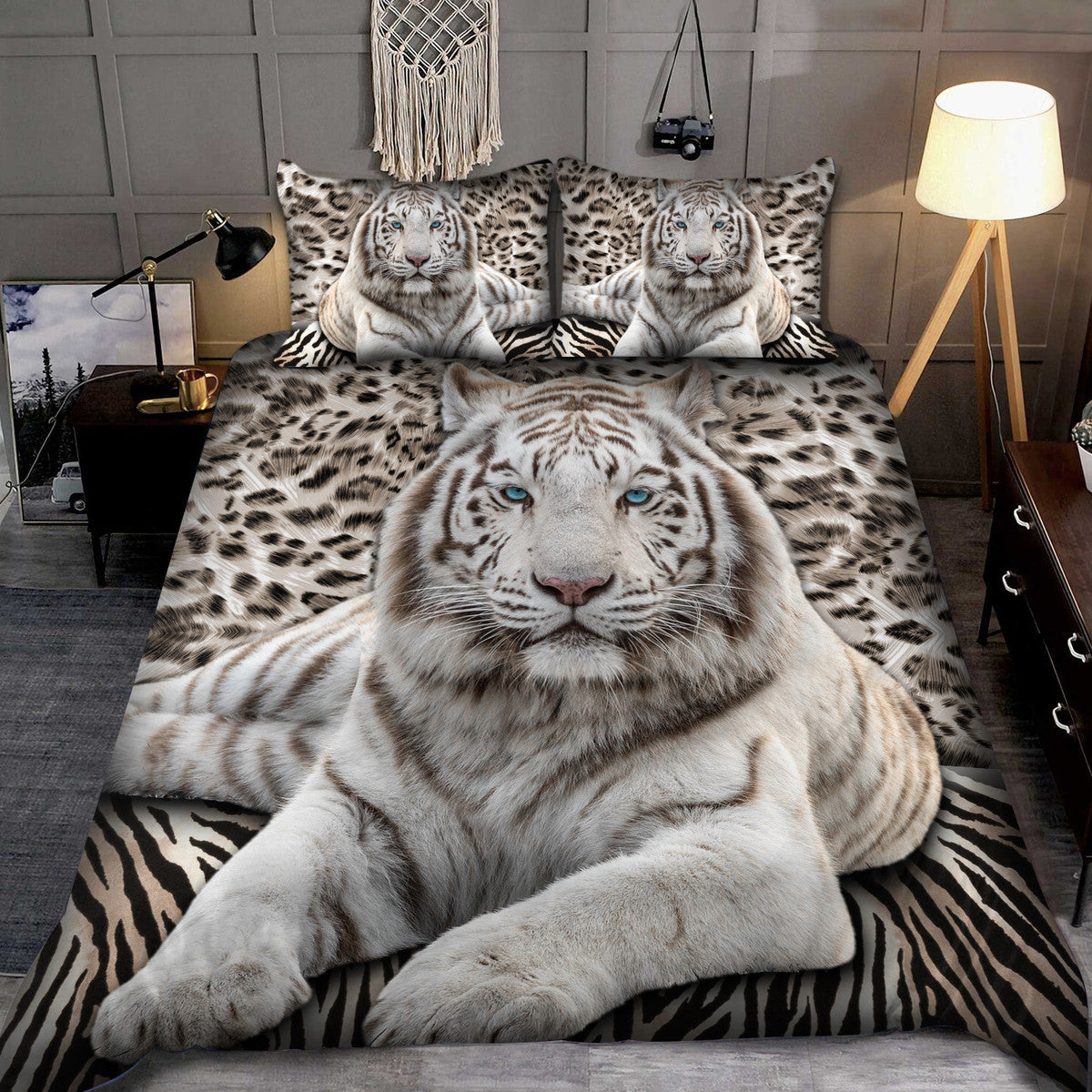 White Tiger S1 All Over Printed Bedding Set S260903