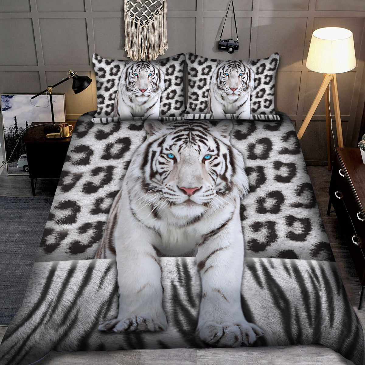 Cool White Tiger Q5 All Over Printed Bedding Set Q031006
