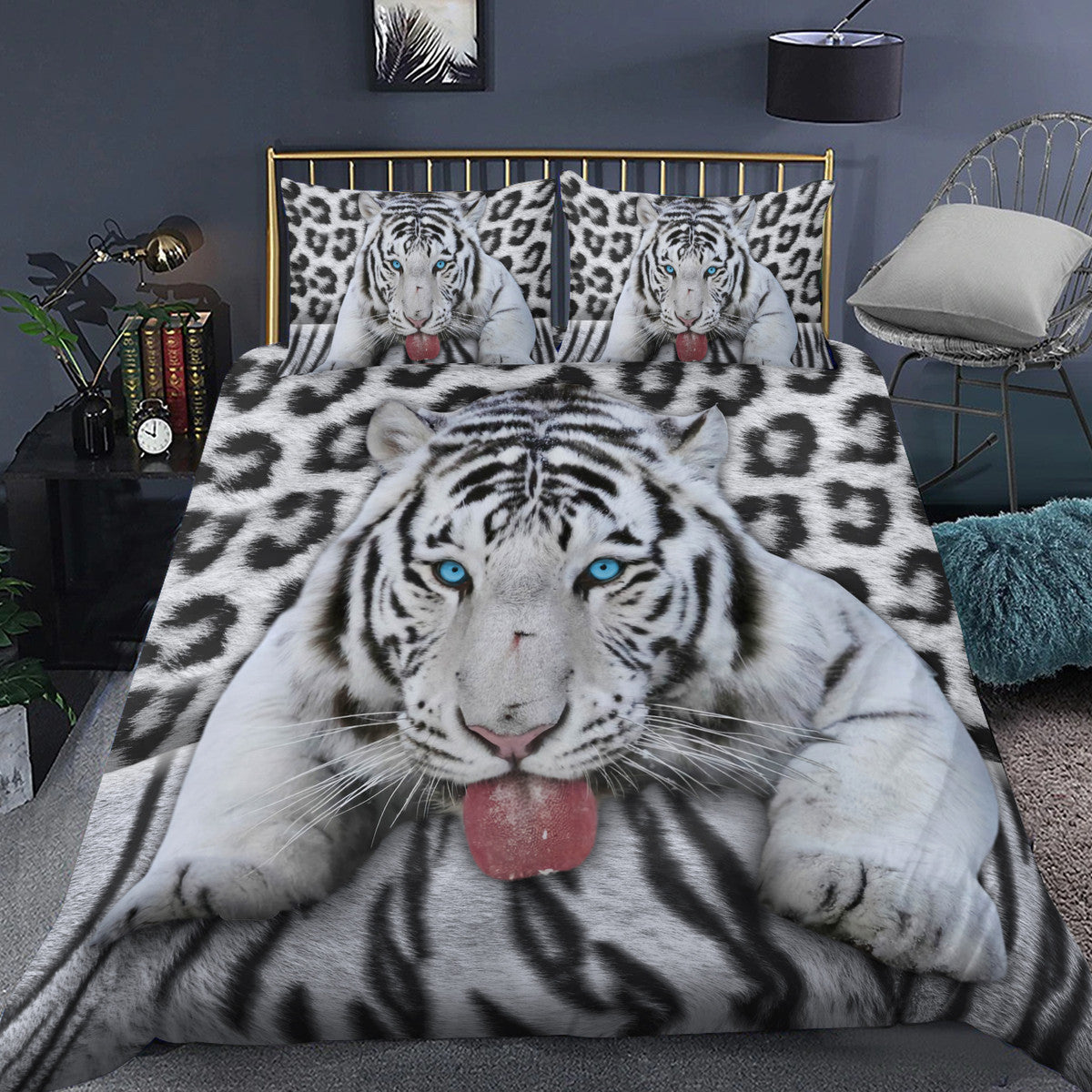 Cool White Tiger Q6 All Over Printed Bedding Set Q031007