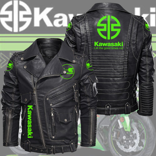 Kw Belt Solid Zipper Street Leather Jacket Q061001
