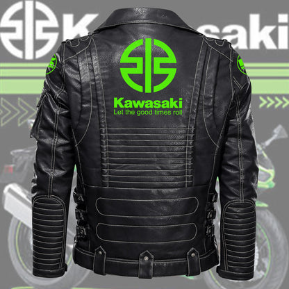 Kw Belt Solid Zipper Street Leather Jacket Q061001