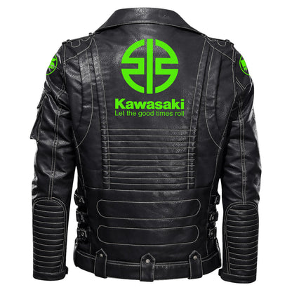 Kw Belt Solid Zipper Street Leather Jacket Q061001