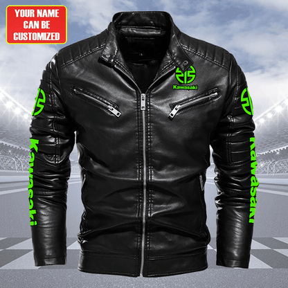 Personaziled KW Faux Biker Leather Jacket P111004