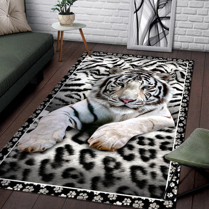 Cool White Tiger Pattern Home Rug Q031003