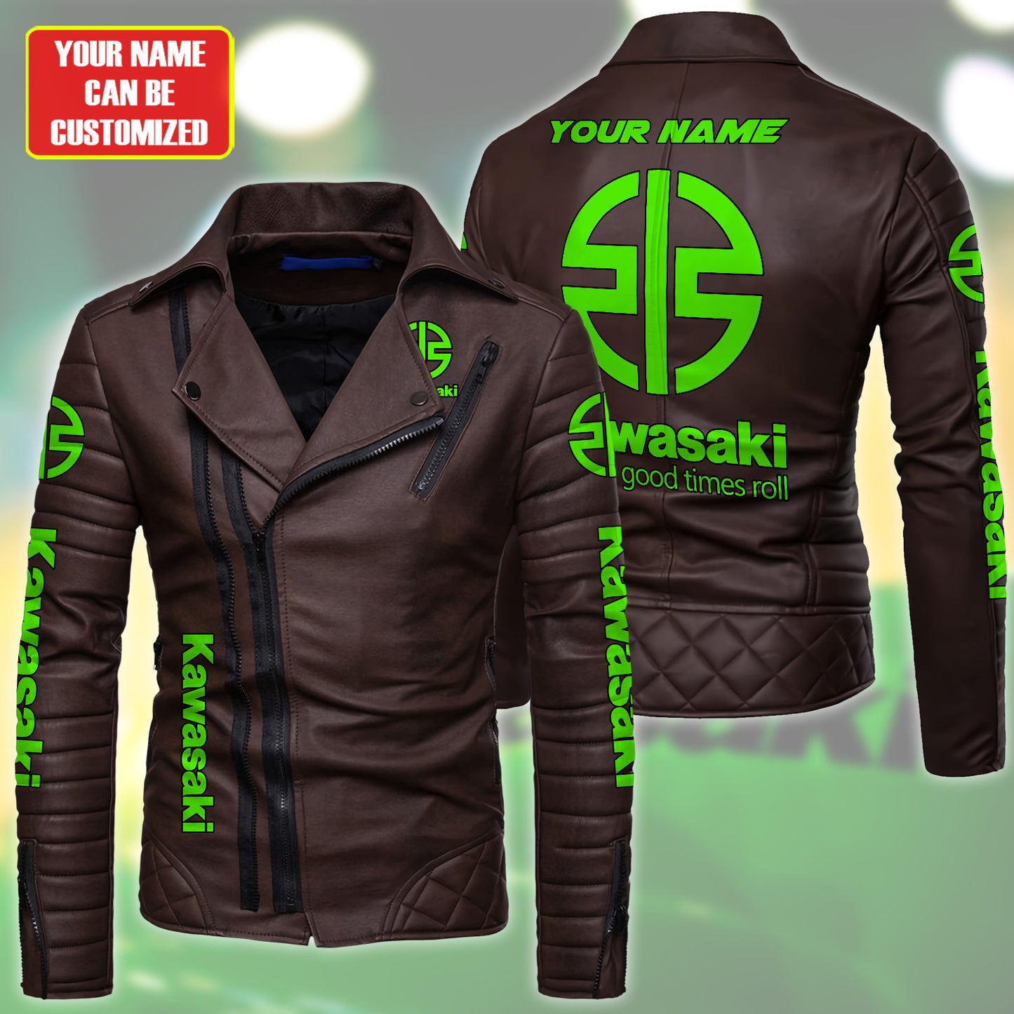 Personaziled KW Zipper Vintage Leather Jacket P210901