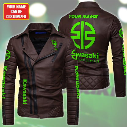 Personaziled KW Zipper Vintage Leather Jacket P210901