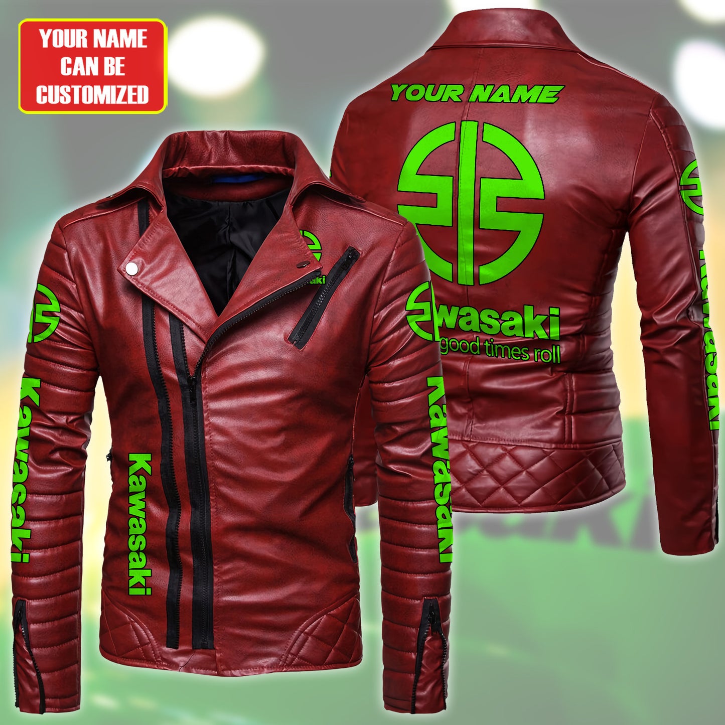 Personaziled KW Zipper Vintage Leather Jacket P210901