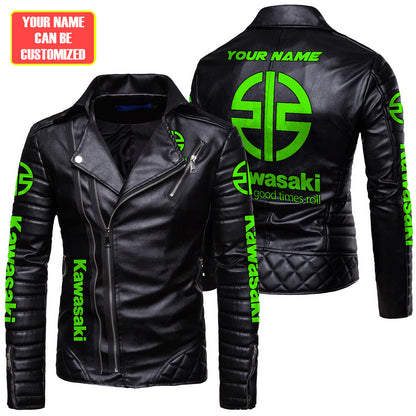 Personaziled KW Zipper Vintage Leather Jacket P210901