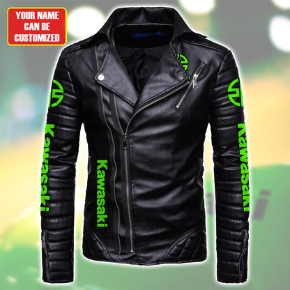 Personaziled KW Zipper Vintage Leather Jacket P210901