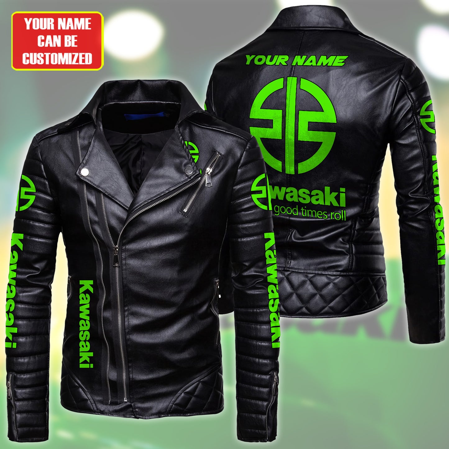 Personaziled KW Zipper Vintage Leather Jacket P210901