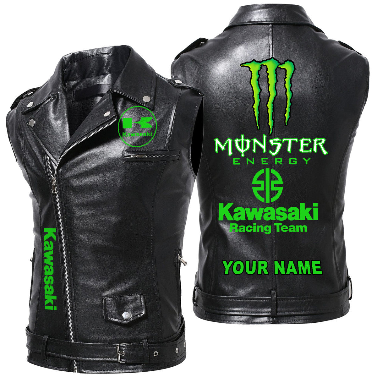Personalized Kw Q2 Belt Zipper Sleeveless Leather Vest Jacket Q231012