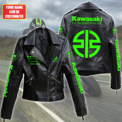 Personalized KW Faux Women's Leather Biker Jacket P071106
