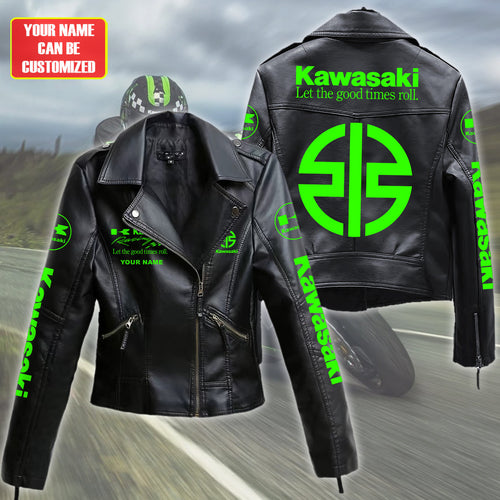 Personalized KW Faux Women's Leather Biker Jacket P071106