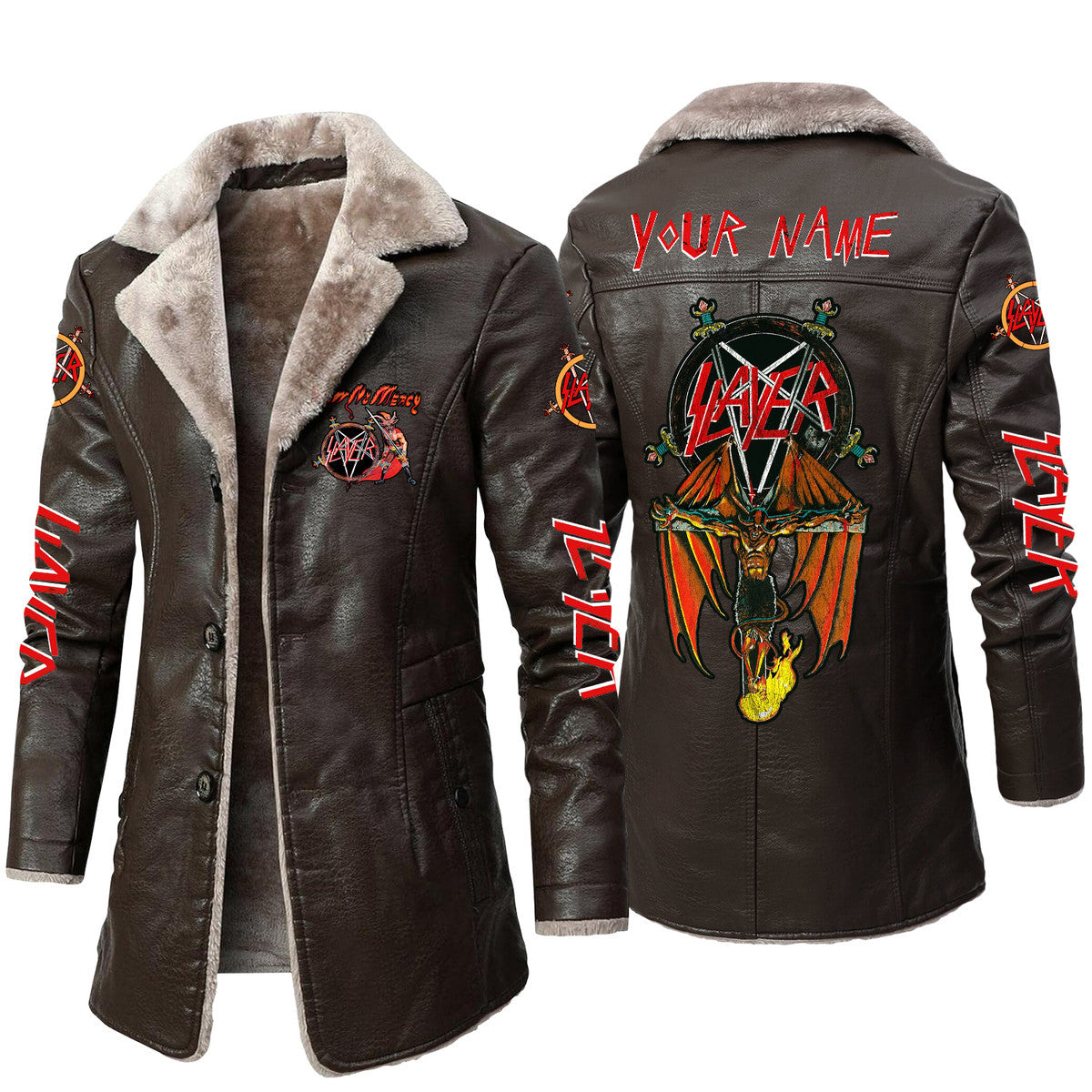 Personalized Sl Show no Mercy Leather Fleece Winter Coat P051203