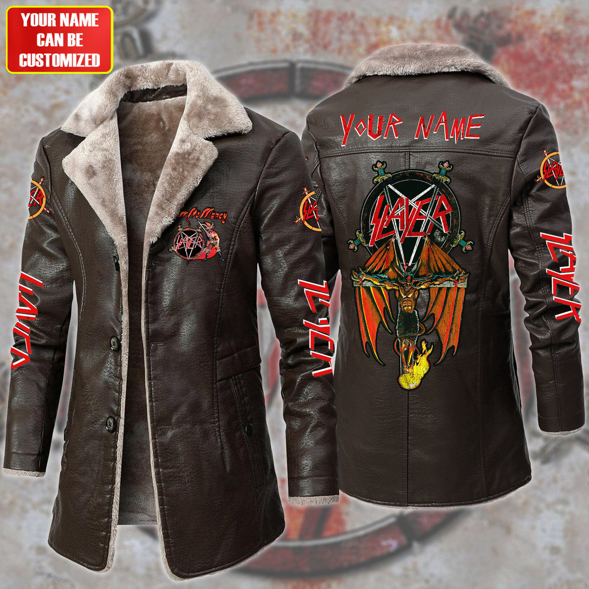 Personalized Sl Show no Mercy Leather Fleece Winter Coat P051203