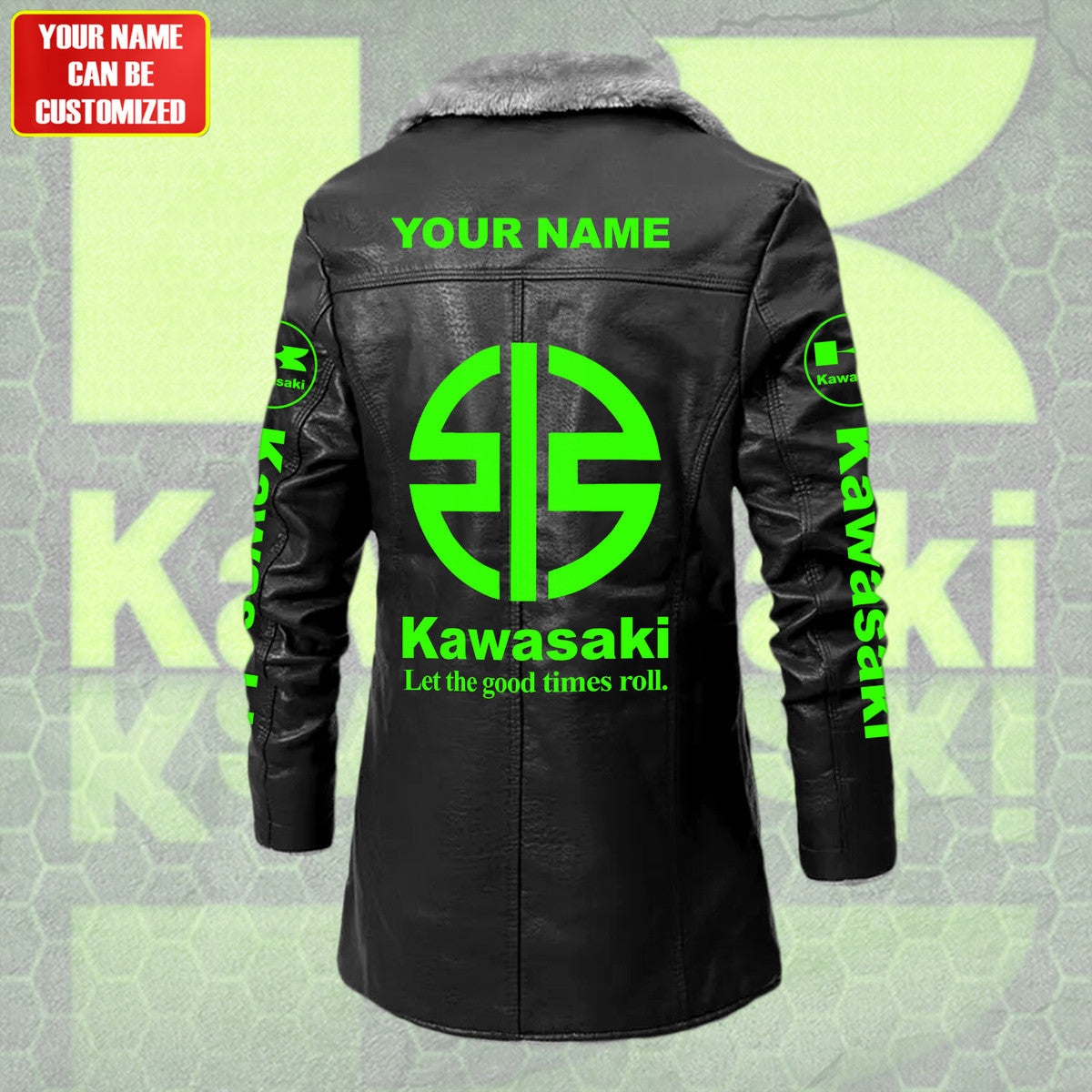 Personalized KW Leather Fleece Winter Coat S051204