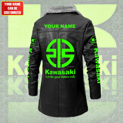 Personalized KW Leather Fleece Winter Coat S051204