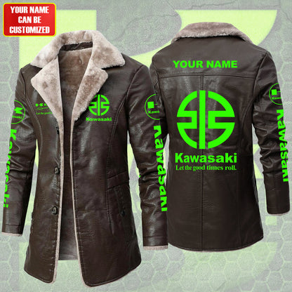 Personalized KW Leather Fleece Winter Coat S051204