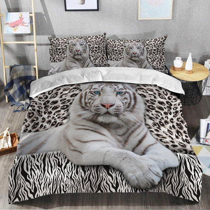 Cool White Tiger Q7 All Over Printed Bedding Set Q211201
