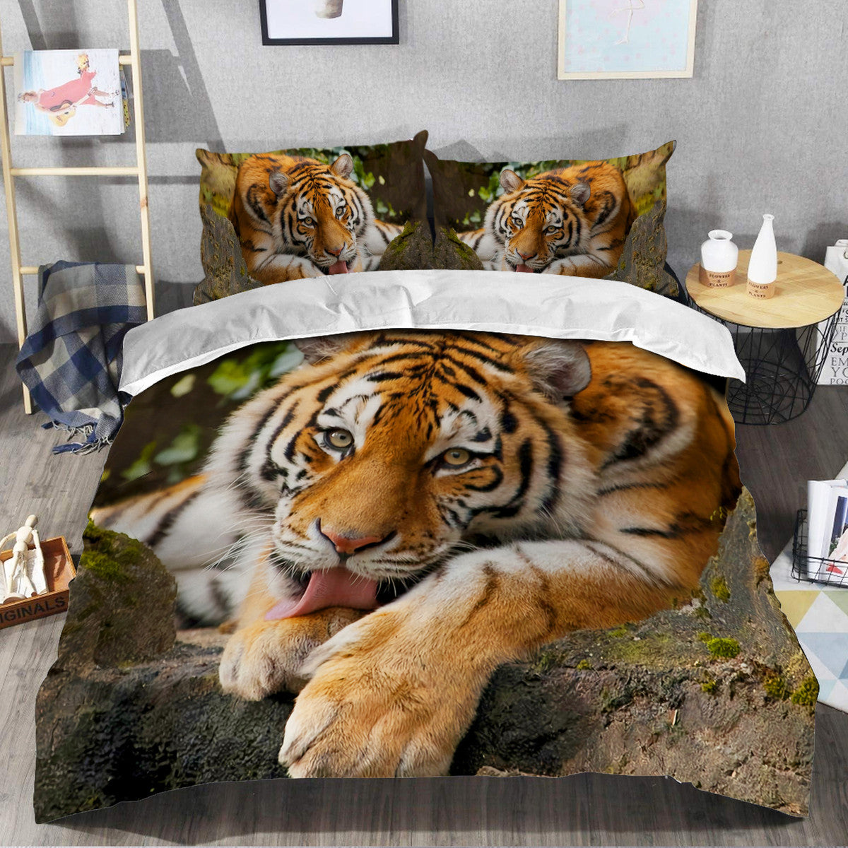 Funny Tiger All Over Printed Bedding Set S050107