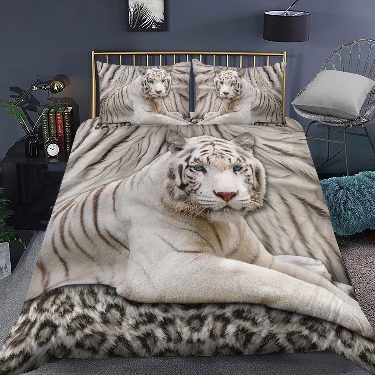 Cool White Tiger Q9 All Over Printed Bedding Set Q080106