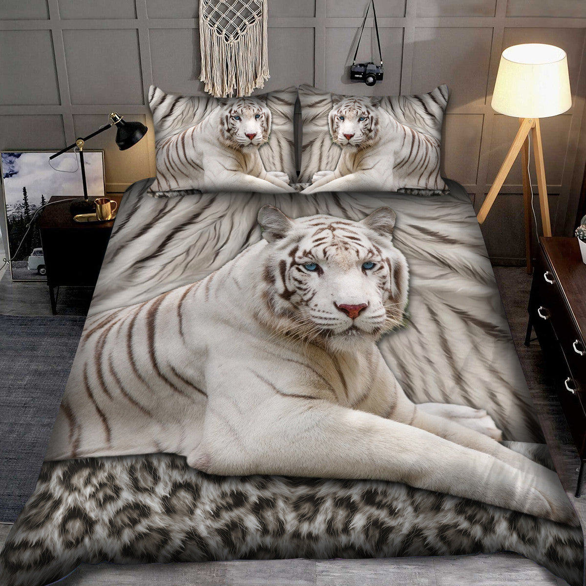 Cool White Tiger Q9 All Over Printed Bedding Set Q080106