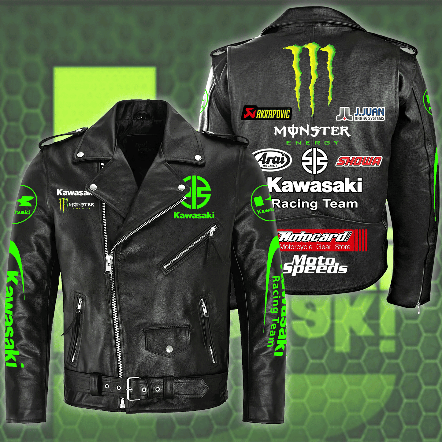 Kw Racing Team Zipper Vintage Leather Jacket Q100102