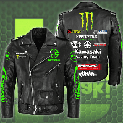 Kw Racing Team Zipper Vintage Leather Jacket Q100102