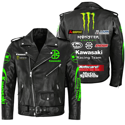 Kw Racing Team Zipper Vintage Leather Jacket Q100102
