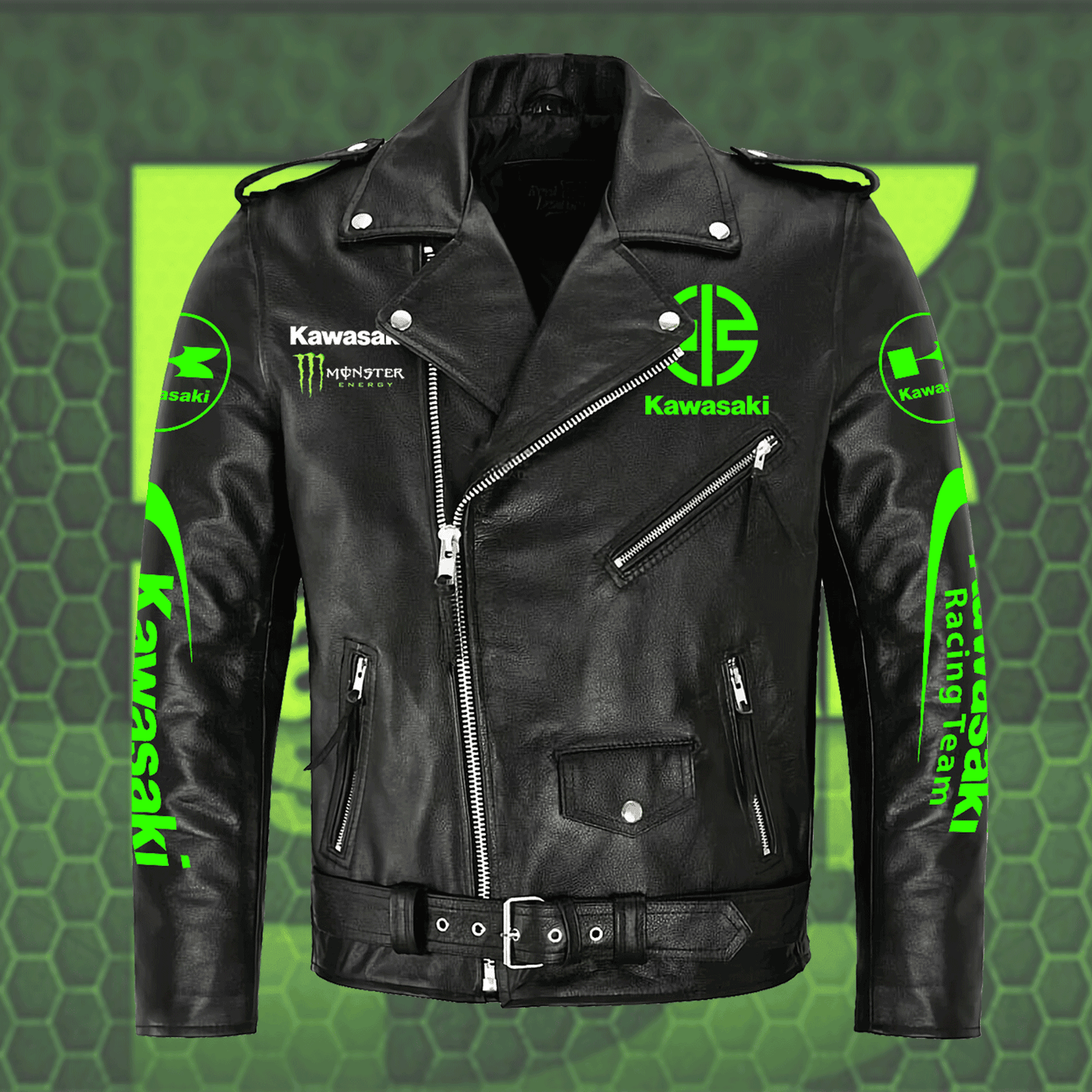 Kw Racing Team Zipper Vintage Leather Jacket Q100102