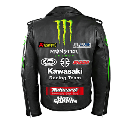 Kw Racing Team Zipper Vintage Leather Jacket Q100102