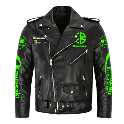 Kw Racing Team Zipper Vintage Leather Jacket Q100102
