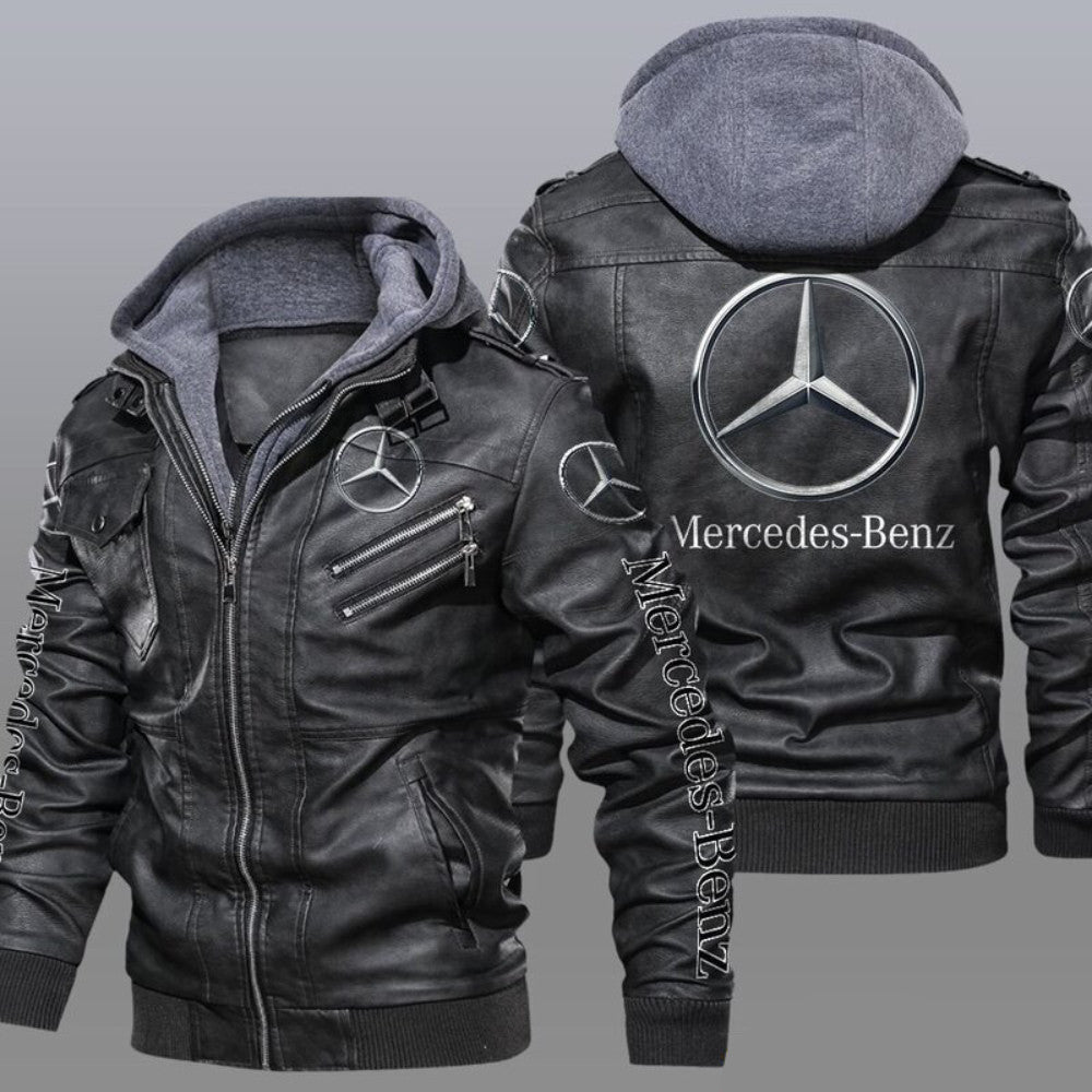 Merc AMG Leather Jacket With Hood Black S271115