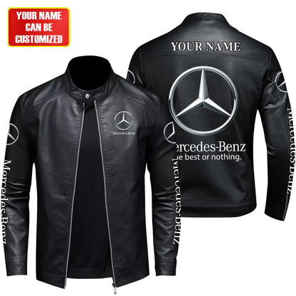 Personalized Merc Leather Bomber Stand Collar Jacket S310102