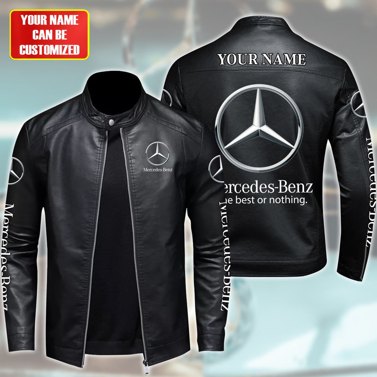 Personalized Merc Leather Bomber Stand Collar Jacket S310102