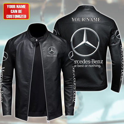 Personalized Merc Leather Bomber Stand Collar Jacket S310102