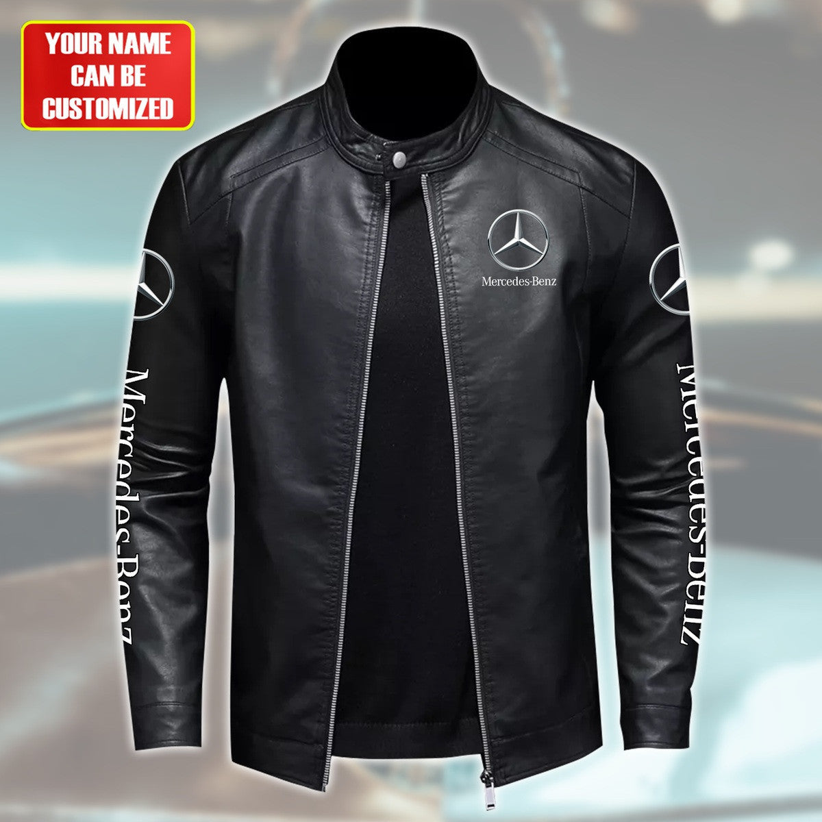 Personalized Merc Leather Bomber Stand Collar Jacket S310102