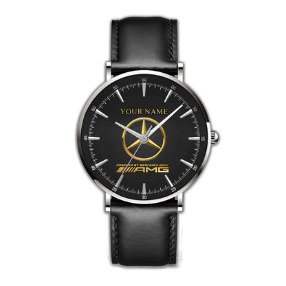 Personalized Merc AMG Quartz Leather Watch Q040303