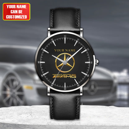 Personalized Merc AMG Quartz Leather Watch Q040303