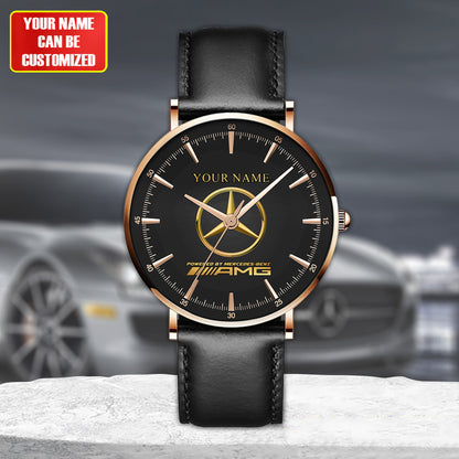 Personalized Merc AMG Quartz Leather Watch Q040303