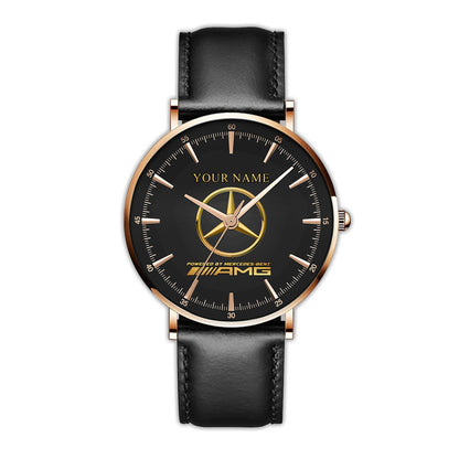 Personalized Merc AMG Quartz Leather Watch Q040303